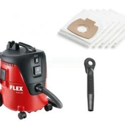 Aspirateur eau et poussière Flex VC21LMC - Aspirateur de chantier avec sac de filtre et adaptateur forage (5pcs) - 1250W - Classe L - 20L - 472.425