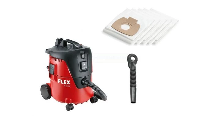 Aspirateur eau et poussière Flex VC21LMC - Aspirateur de chantier avec sac de filtre et adaptateur forage (5pcs) - 1250W - Classe L - 20L - 472.425 1 Aspirateur eau et poussière Flex VC21LMC - Aspirateur de chantier avec sac de filtre et adaptateur forage (5pcs) - 1250W - Classe L - 20L - 472.425