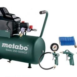 Compresseur Metabo Basic 250-50 W OF - Set compresseur d'air + set d'accessoires LPZ 4 - 1500W - 8 bar - 50L - 100 l/min - 690988000