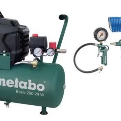Compresseur Metabo Basic 250-24 W Compresseur + LPZ 4 Set d'outils à air comprimé - 1500W - 24L - 95 l/min - 690836000